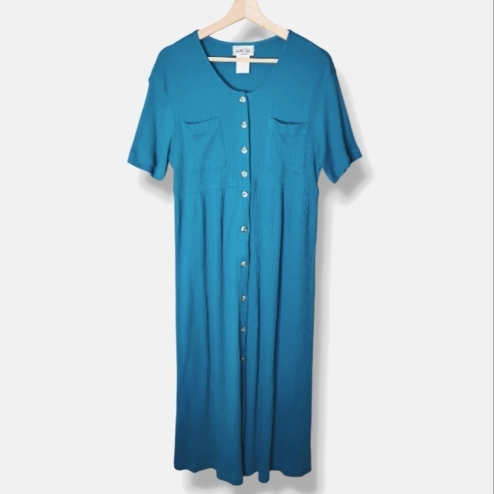 Adonna Vintage 90s Button Front Empire Waist Maxi Dress